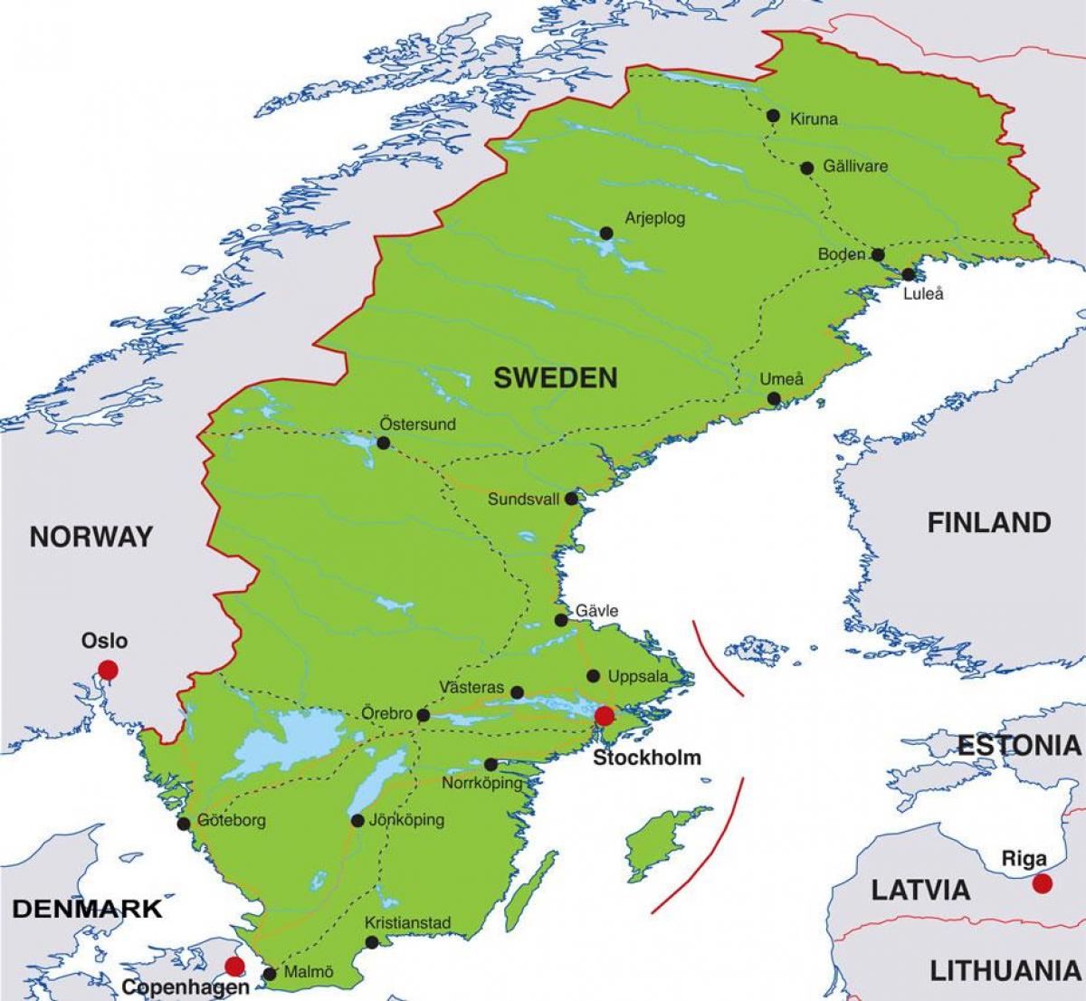 hoofstad van Swede kaart