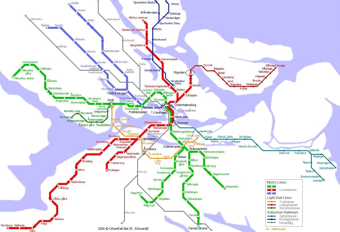 kaart van pendeltåg kaart Stockholm