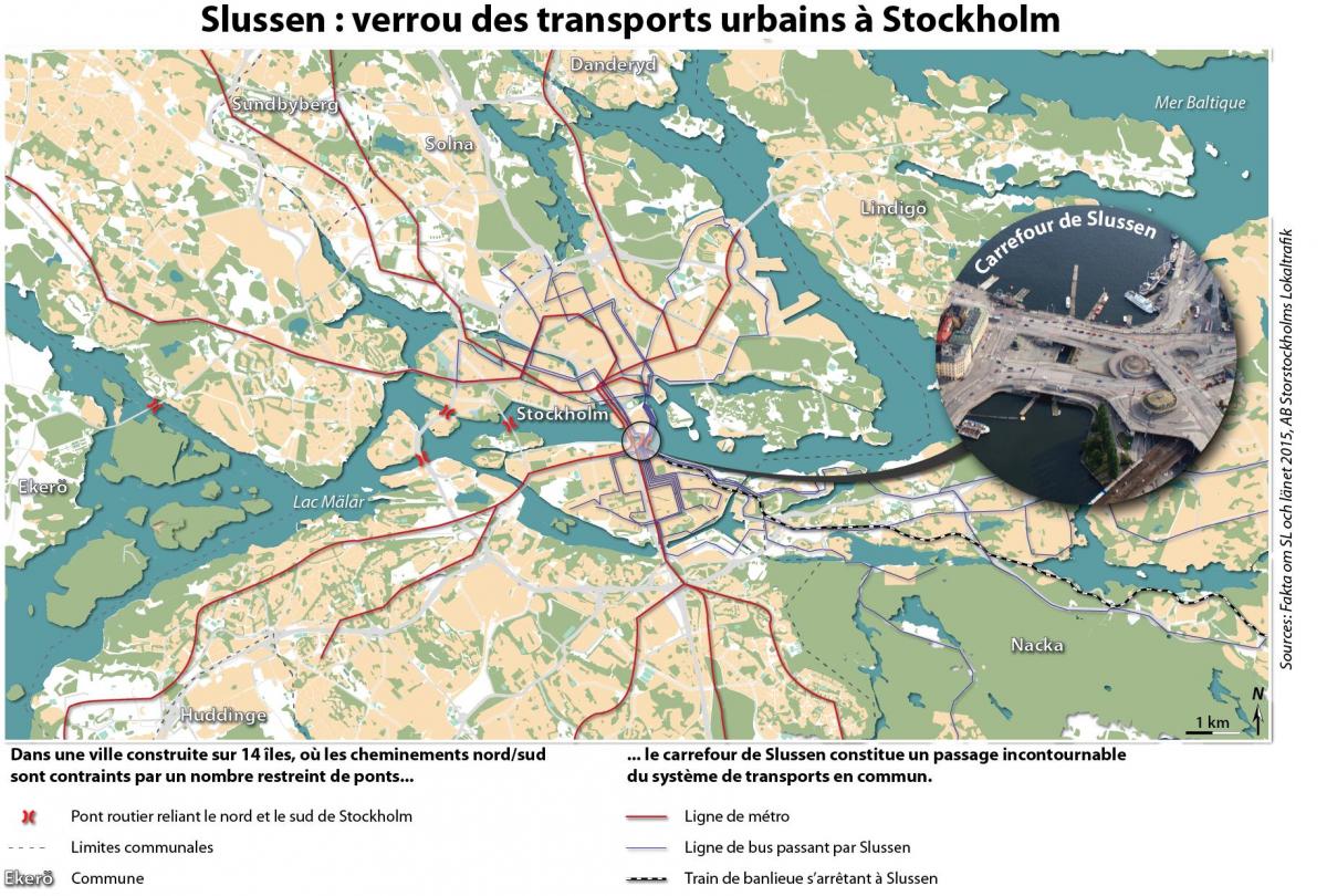 kaart van slussen Stockholm