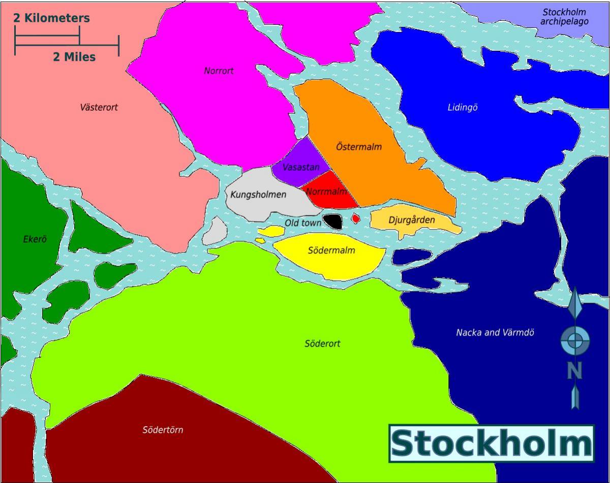 kaart van Stockholm distrikte