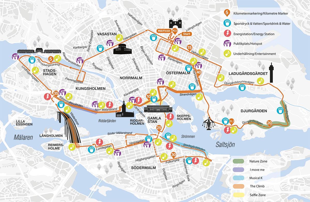 kaart van Stockholm marathon