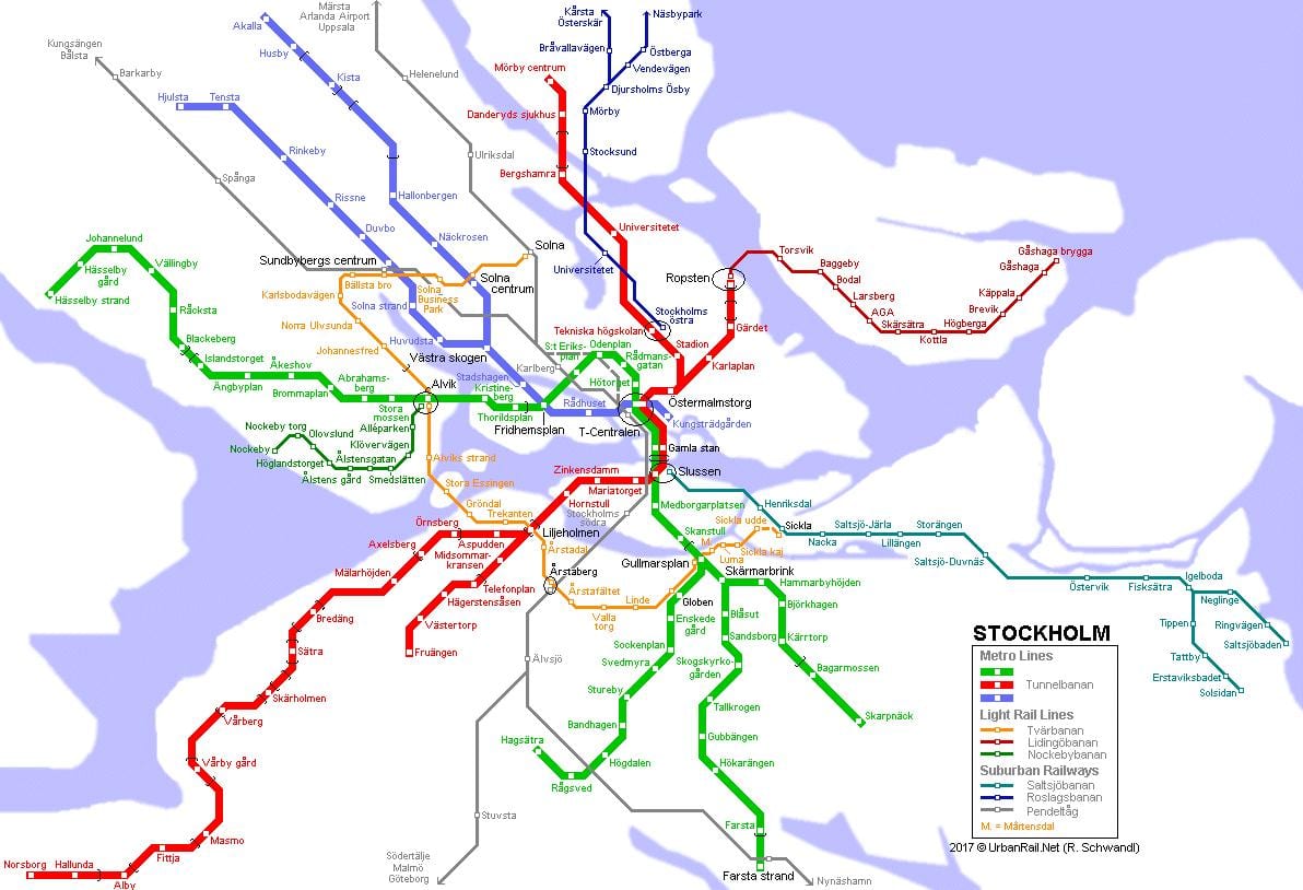 kaart metro Stockholm