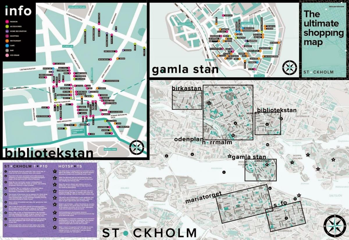 kaart van Stockholm shopping
