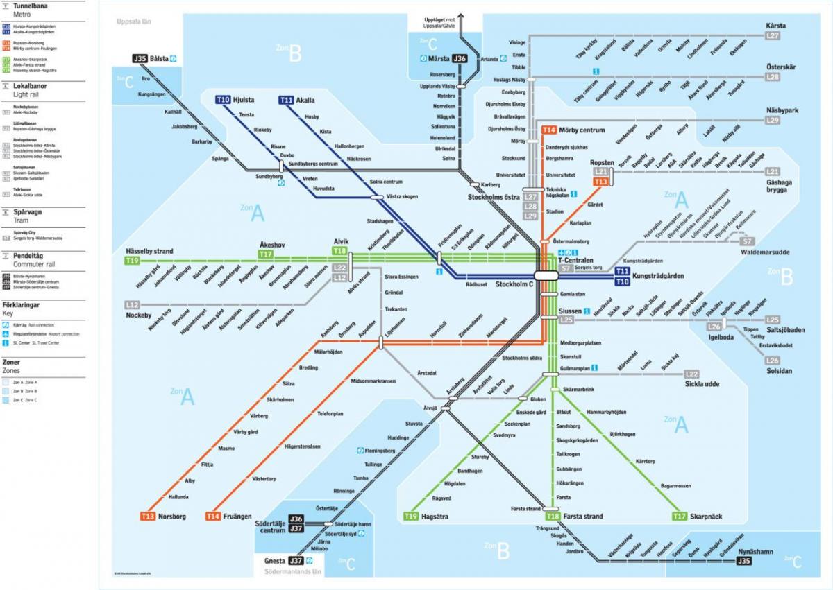 kaart van Stockholm vervoer