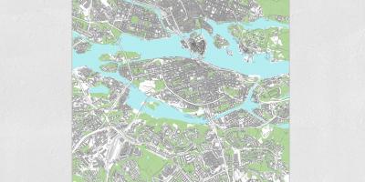 Kaart van Stockholm kaart druk