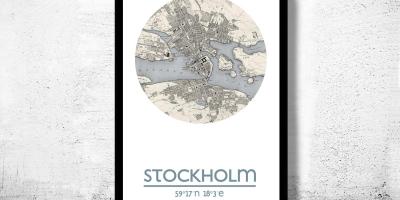 Kaart van Stockholm kaart plakkaat